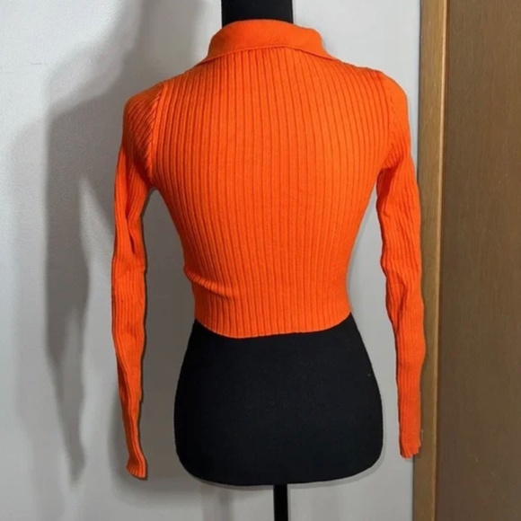Forever 21 Double Zipper Ribbed Crop Top Sweater - Picture 3 of 3